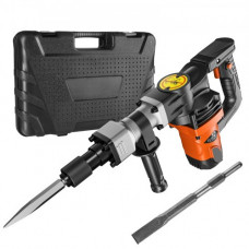 Martillo de Demolición 1400 W 19 J 2900 BPM Martillo Eléctrico con Cable 5/8" con 2 Cinceles Reemplazables Mango Giratorio 360° Rompe Hormigón Antivibración para Cincelar Construcción Fontanería