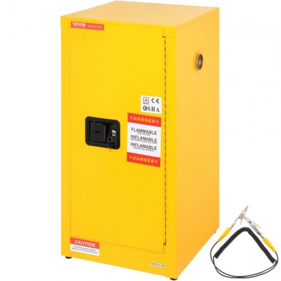 Comprar Gabinete de Seguridad para Líquidos Inflamables Almacenamiento Peligroso de Una Puerta y Cierre Manual Amarillo 900 x 460 x 460MM