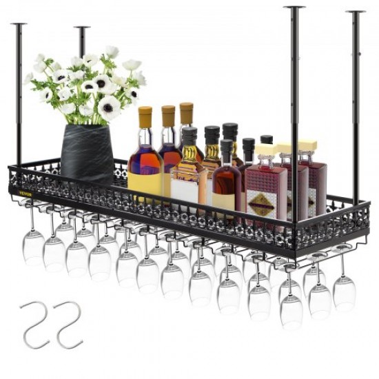 Comprar Suporte para taças de vinho com altura ajustável, 48-91 cm, 10-26 cm, teto preto, suporte para taças de vinho, 15 kg, para casa, bar, hotel, restaurante e vinícola comercial