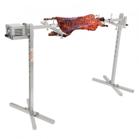 Comprar Asador Eléctrico de 117cm Asador de Cerdo Capacidad de 60kg Asador Giratorio Motor Automático de 52W Soporte Universal Ajustable en Altura Asador Barbacoa de Acero Inoxidable para Cordero Cerdo