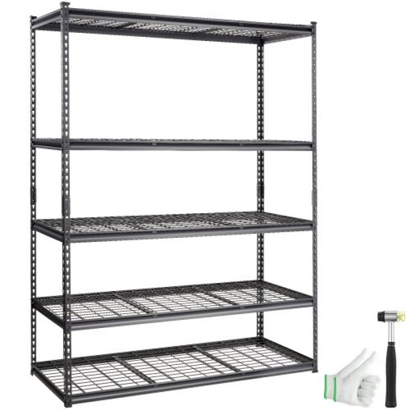 VEVOR Estante de almacenamiento, 5 niveles ajustables, capacidad de 2000 libras, estantes de garaje resistentes, 60 x 24 x 78 pulgadas para cocina, despensa, sótano, baño, armario de lino