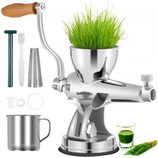 Buy Manual Wheatgrass Juicer 3.4" Port 304 Stainless Steel Wheatgrass Extractor Portable Stainless Steel Wheatgrass Extractor with Suction Cup Base Table Clamp