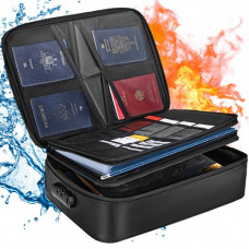 VEVOR Bolsa de Archivo Ignífugo Portátil 36x27x10,5 cm Bolsa para Documentos a Prueba de Fuego hasta 1093 °C Estuche de Documentos Impermeable con Cerradura Cremallera de Velcro para Objetos de Valor