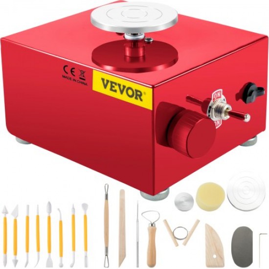 Buy Pottery Wheel Electric Ceramic Machine Portable Ceramic Wheel 30W 220V Speed 0-2000 Rpm Adjustable Pottery Wheel Machine Red