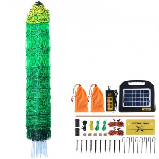 Comprar Kit de red para cerca eléctrica, cerca de red de PE de 4x100 pies con cargador solar/postes/estacas de doble punta, malla utilitaria portátil para pollos, patos, gansos, conejos, patios, granjas