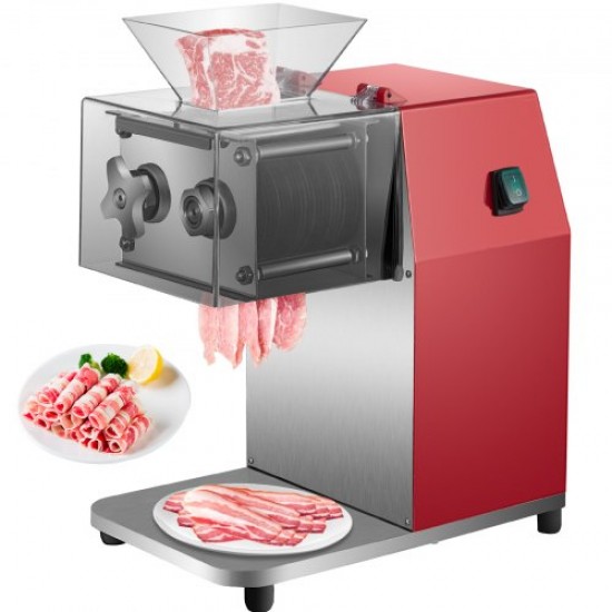 Comprar Fatiador de Carne Comercial 250 kg/H 850 W Aço Inoxidável Fatiador de Carne Elétrico Espessura 3,5 mm Máquina de Corte de Carne e Legumes Vermelho para Restaurantes Açougues Supermercados