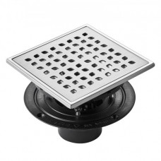 VEVOR Desagüe de Suelo 152,5x152,5 mm Desagüe de Ducha Italiano con Rejilla Cuadrada de Acero Inoxidable Cepillado 304 Filtro de Desechos de Cabello 48 L/min, Desagüe de Suelo con Patas, Plata