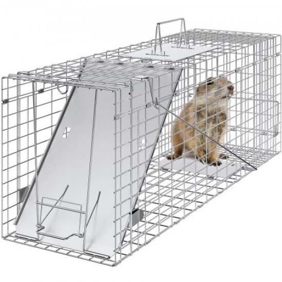 Comprar Armadilha para animais 785x254x305 mm Gaiola dobrável para gatos, arame galvanizado sem crueldade com alça, armadilha para coelhos, gatos vadios, esquilos, guaxinins, marmotas, gambás