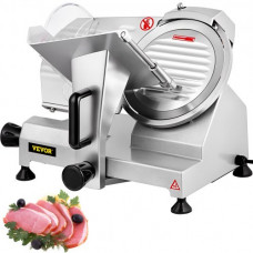 Cortadora de Fiambre 240 W 2 Cuchillas de Acero Cromado Cortafiambres Eléctrico Espesor Ajustable 0-12 mm Cortadora de Carne 1200 RPM para Carne, Alimentos Cocidos, Queso, Rosbif, Verduras, Pan