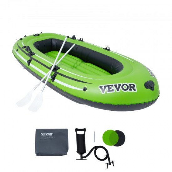 Comprar Bote Inflable, Bote de Pesca Inflable para 4 Personas, Kayak de PVC Resistente, con remos de Aluminio de 116 cm, Bomba de Alta Eficiencia, Capacidad de Carga 499 kg para Adultos y niños