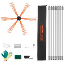 VEVOR Kit de Deshollinador de Chimeneas 7 m Cepillo de Limpieza de 360° con 7 Varillas Flexibles Nailon Accesorios para Conductos de Chimeneas Uso Doméstico Adecuado para la Mayoría de los Conductos