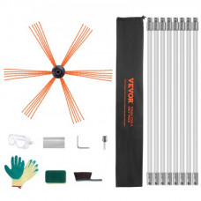VEVOR Cepillo Deshollinador Cepillo Chimenea Kit de Deshollinador de Chimeneas 8 m Cepillo de Limpieza de 360° con 8 Varillas Flexibles Nailon