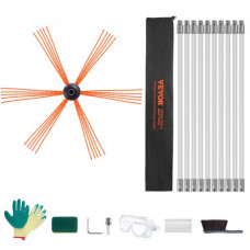VEVOR Cepillo Deshollinador Cepillo Chimenea Kit de Deshollinador de Chimeneas 10 m Cepillo de Limpieza de 360° con 10 Varillas Flexibles Nailon