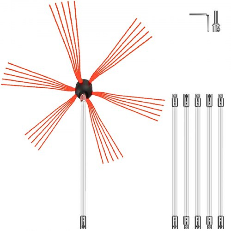 VEVOR Cepillo Deshollinador Cepillo Chimenea Kit de Deshollinamiento Limpieza de Chimenea 20FT Sooteater Kit de Limpieza de Chimenea Esta Herramienta