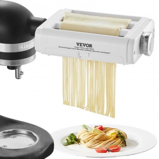 Kaufen Sie Nudelroller, 3-in-1-Nudelzubehör für Küchenmaschine mit Ausroller und 2 Edelstahl-Schneidwalzen, 8 Stärkeeinstellungen 0,3–2 mm für Spaghetti-Omeletts