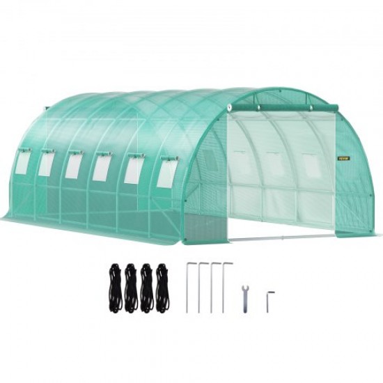 Buy Tunnel Greenhouse 6.1 x 3 x 2.1 m Tunnel Garden Greenhouse with 12 Windows and 2 Doors Steel Frame Greenhouse Garden Shed Green Orchard for Growing Plants Flowers Vegetables