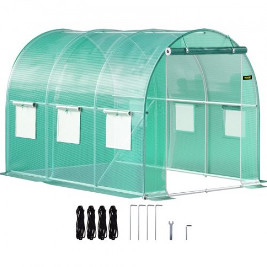 Buy Tunnel Greenhouse 3 x 2 x 2 m Tunnel Garden Greenhouse with 6 Mesh Windows Steel Frame Greenhouse Garden Shed White Orchard for Growing Plants Flowers Vegetables