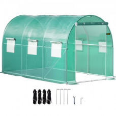 Invernadero de Túnel 3,7 x 2,1 x 2,1 m Invernadero de Jardín Tipo Túnel con 6 Ventanas de Malla Marco de Acero Invernadero Caseta de Jardín Huerto Blanco para Cultivo de Plantas Flores Verduras