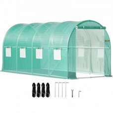 Invernadero de Túnel 4,6 x 2,1 x 2,1 m Invernadero de Jardín Tipo Túnel con 8 Ventanas de Malla Marco de Acero Invernadero Caseta de Jardín Huerto Verde para Cultivo de Plantas Flores Verduras
