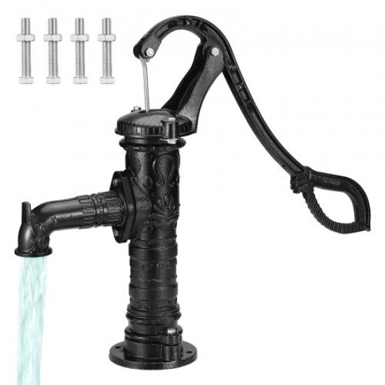 Buy Cast Iron Hand Pump 40 x 15 x 68 cm Antique Manual Water Pump, Maximum Pump Depth 6 m, Decorative Hand Pump for Outdoor Garden with Ergonomic Handle, Black