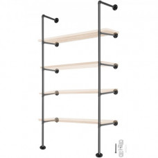 VEVOR 3PCS Tuberías de Estantería Industrial 5 Niveles Soporte de Pared Retro 34x176cm Estante de Tubería Flotante Cada Capa Carga 20kg Tubo para Almacenamiento de Pared para Cocina Dormitorio Oficina
