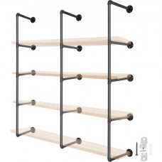 VEVOR Estantes para tuberías industriales Estantes para tuberías de hierro para montaje en pared de 4 niveles, 3 estanterías para tuberías, estantería para tuberías de bricolaje negra vintage, cada un