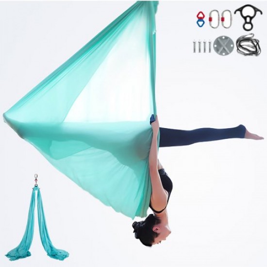 Comprar Balanço de ioga 10x2,8 M, rede de ioga azul, ioga aérea de seda 100% poliéster, balanço de ioga aéreo com 2 mosquetões de liga de aço, kit de rede de ioga para Pilates