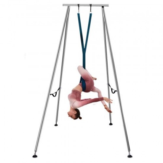 Columpio de Yoga con Tela Elástica de Yoga Verde Oscuro de 6 m, Hamaca de Yoga de Tubo de Acero, Yoga Aéreo de Carga Máxima 250 kg Soporte Adecuado para Pilates con Cinturones Elásticos de Yoga