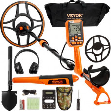 VEVOR Detector de Metales Profesional Mango de 99-127 cm Detector Recargable Bobina de Búsqueda 30 cm Pantalla LCD IP68 Impermeable 7 Modos DSP Chip Auriculares Bluetooth para Búsqueda de Monedas Oro
