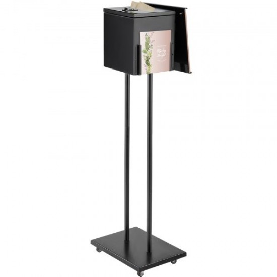 Buy Free Standing Suggestion Box 35.5x25.5x108 cm Metal Mailbox with Digital Code Lock Free Standing Mailbox with Stand and Swivel Casters Durable Construction for Home Office School, Black