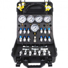 Kit de Prueba de Presión Hidráulica 5 Calibres Kit de Acoplamiento para Maquinaria 600 bar Kit de Manómetro Hidráulico Acoplamientos y Conectores en T, Manguera de Prueba Larga para Construcción