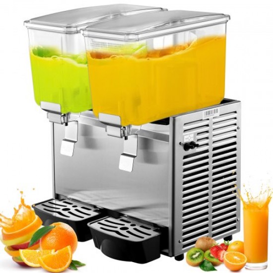 Comprar Máquina dispensadora de bebidas de 24 litros, máquina de bebidas frias com tanques de 12 litros * 2, máquina dispensadora de suco de 150 W, máquina de bebidas frias de aço inoxidável, temperatura 5-12 ℃