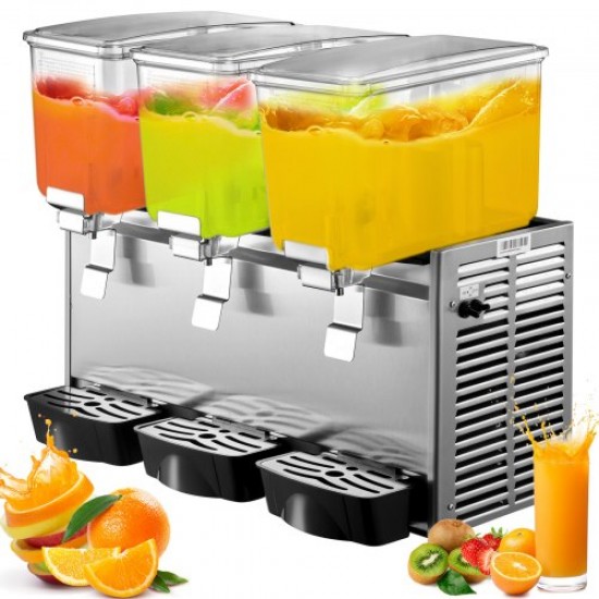 Comprar Máquina dispensadora de bebidas de 36 litros, máquina de bebidas frias com tanques de 12 litros * 3, máquina dispensadora de suco de 270 W, máquina de bebidas frias de aço inoxidável, temperatura 5-12 ℃