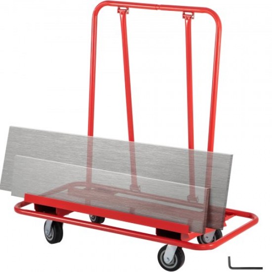 Comprar Carrinho de transporte com carga de 2.200 libras com material de ferro, carrinho de carga com 4 rodas 115×55×80 cm, carrinho de painel vermelho para transporte de drywall, compensado, gesso