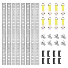 Kit de Riel de Amarre Universal E-track de 1,52 m Juego de Rieles Horizontales de Pista E 34 Piezas Rieles de Amarre en E de Acero Versátil Riel E-track Plata para Carga en Camionetas Remolques