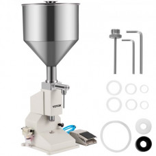 VEVOR A02 Máquina de Llenado de Líquido Neumática 5-50 mL (ajustable), Máquina de Relleno de Pasta de Acero Inoxidable, con Tolva con Agitación de 10 L, 20-60 Veces por Minuto 0,4-0,6 MPa o 58-87PSI