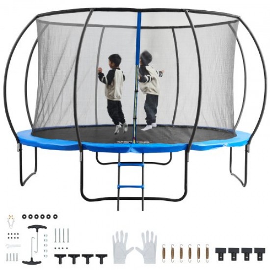 VEVOR Trampolín Exterior Interior Trampolín para Niños 265 cm Carga Máxima 180 kg con Red de Seguridad de 360​​​​° Cubierta de Espuma Gruesa Fácil de Instalar para Parque de Ocio en el Patio Trasero