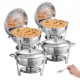 Comprar 4 PCS Calentador de Alimentos 4 Bandejas de 5,38 L Calentador de Combustible Buffet de Acero Inoxidable Recipiente Redondo Mantiene Caliente para Servir Buffet de Autoservicio Catering de Hotel