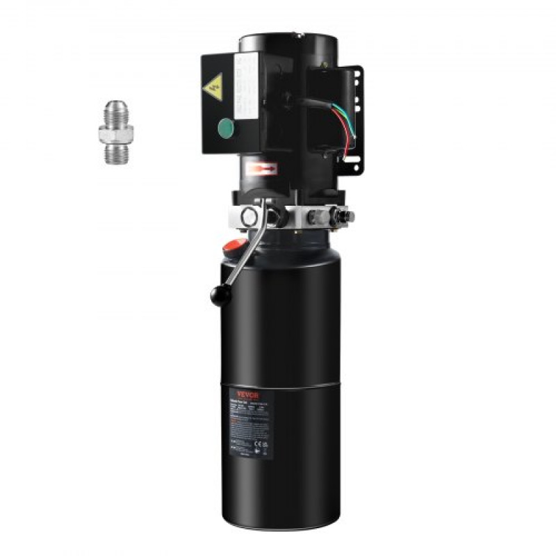 VEVOR Bomba Hidráulica AC 220 V 9,5 L Unidad Hidráulica de Acción Única Flujo de Aceite 6,4 L/min Presión Máxima de Descarga 22 MPa para Volquete, Plataforma Elevadora, Remolque, Elevación y Descarga