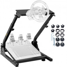 Soporte para Volante 61 x 45 x 58-77 cm Acero al Carbono Simulador Conducción para Pedal Logitech G25, G27, G29, G920 Thrustmaster T300RS Fanatec Simcube (Sin Soporte de Cambio de Marchas)