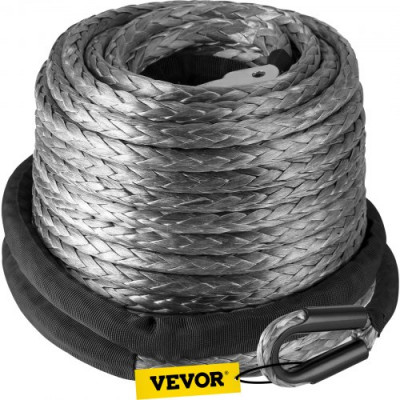 Cuerda de Cable de Cabrestante Sintética, 28,95 m x 9,5 mm Fuerza de Resistencia 20500 lb Línea de Cabrestante Sintética, Peso Bruto 4 kg Gris Cuerda de Cabrestante Sintética para Camión ATV