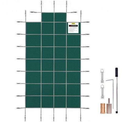 Cubierta rectangular de seguridad para piscina, sección de paso verde, 4x8 pies, invierno al aire libre