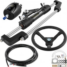 VEVOR Kit de dirección hidráulica para barco, bomba de timón de dirección hidráulica de 300 HP, cilindro de dirección de aleación de aluminio, volante de 13,5 pulgadas con manguera de dirección hidráu