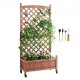 Comprar Cama de Jardín Elevada con Enrejado Jardinera Elevada Independiente de Madera 75x33x156 cm para Exterior con Orificios de Drenaje para Plantas Trepadoras, Flores, Jardín, Terraza, Balcón