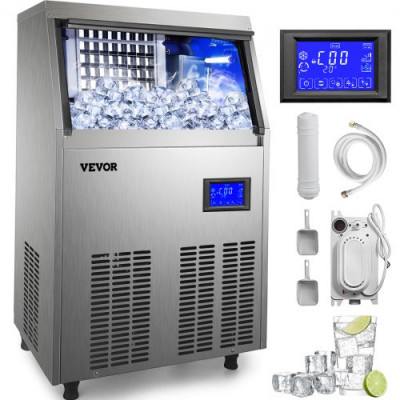 Fabricador De Hielo Máquina para Hacer Hielo Comercial 60KG/24H Acero Inoxidable ABS Panel de Control Inteligente Máquina para Fabricar Nieve