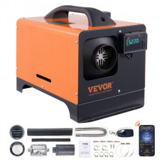 VEVOR Calentador Coche Diésel Portátil Todo en Uno 12V 5kW Calentador de Aire Diésel 0,16-0,52 L/h 8~36°C Ajustable 15-20 m² Lcd Bluetooth Mando a
