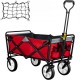 Carro Plegable de Jardín Carga Máxima de 80 kg Carro Plegable de Transporte 83 x 44 x 25 cm Carrito de Mano para Patio Carreta de Playa con Ruedas Tela Rojo y Gris Mango Extraíble 360° Giratorio