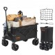 Comprar Carro de Jardín Plegable Carro de Transporte de Playa 150 L Carga Máxima 265 libras con Ruedas Soporte para Bebidas, Carro Deportivo Resistente para Camping, Compras, Jardín, Exterior, Negro