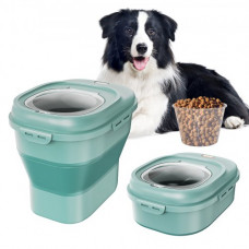 VEVOR Contenedor de Almacenamiento de Alimentos Capacidad de 25 L Contenedor Plegable para Arroz Alimentos PP y TRP Cubo de Arroz Caja Hermética de Almacenamiento de Alimentos para Mascotas con Ruedas
