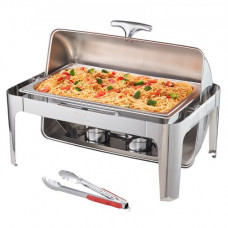 VEVOR Calentador de Alimentos 8,5 L Calentador de Combustible Buffet Tapa Abatible Calentador de Alimentos de Acero Inoxidable con 1 Pinza Mantiene Caliente para Autoservicio Buffet Hotel Catering